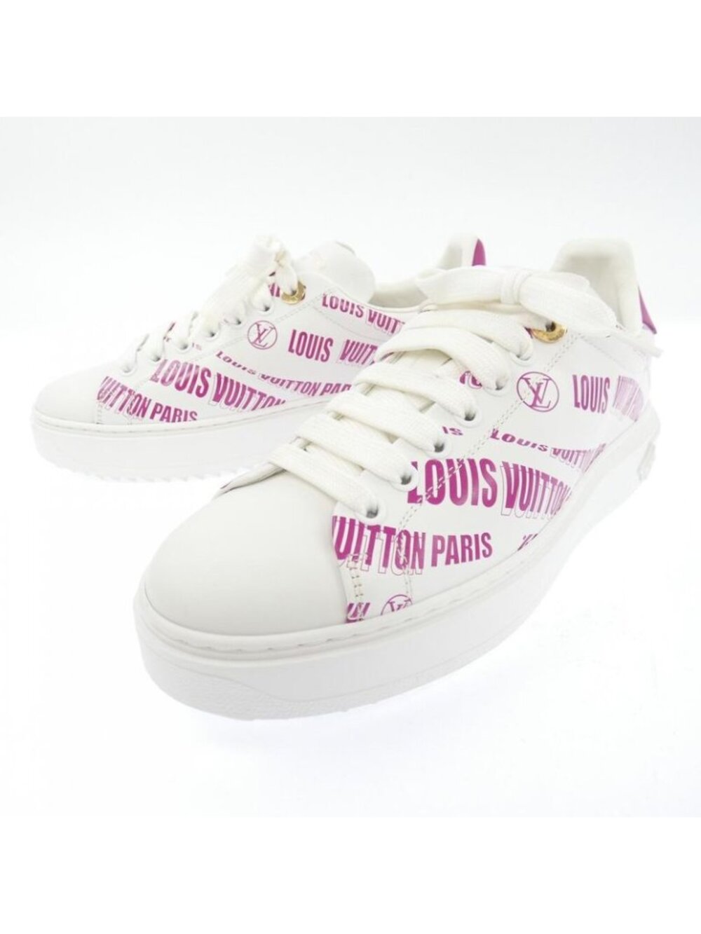 ★SOLD★ Louis Vuitton Graphical Signature Print Time Out Sneaker White Pink - Picture 3 of 6